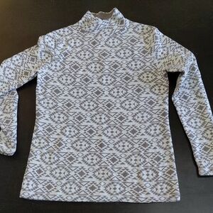Duluth Trading Co Brown and White Patterned Turtleneck